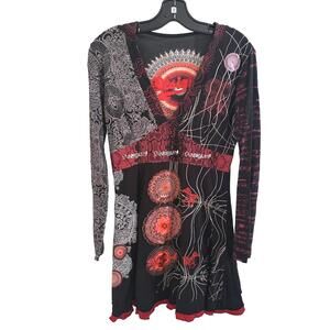 Desigual Women's Long Sleeve Cotton Blend Boho Style  Dress - L